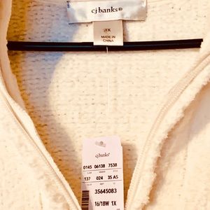 CJ Banks Cream Colored Zip Front Vest XL